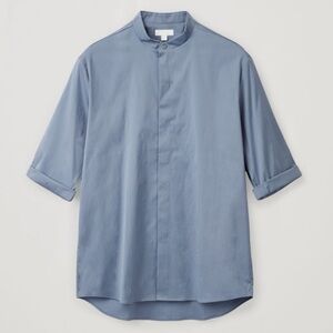 NWOT - COS 3/4-Sleeved Grandad Shirt in Blue - Size S
